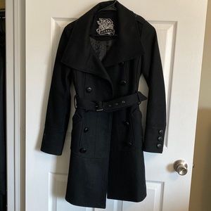 Gorgeous black thigh length peacoat size XS